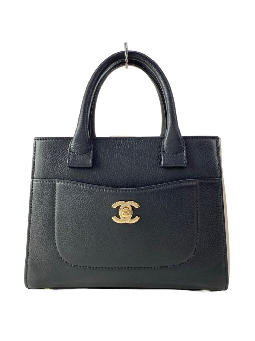 Chanel Handbag Neo Executive Small Shopping Black White Gold